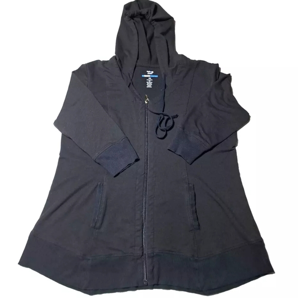 STYLE & CO Sport Relaxed Essentials Black Hoodie Size PM 3/4 Sleeve Full Zip EUC - Picture 5 of 12